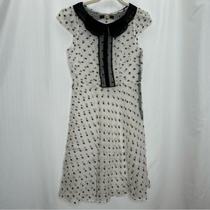 Eva Franco ivory black polka dots dress